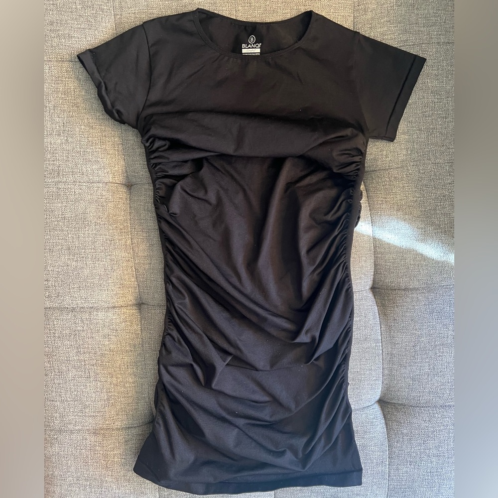 Blanqi Maternity Cap Sleeve Crew Neck Dress